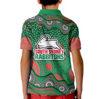 South Sydney Rabbitohs Kid Polo Shirt Aboriginal Dot Pattern - Rugby Mascot Heritage Pride