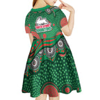 South Sydney Rabbitohs Kid Short Sleeve Dress Aboriginal Dot Pattern - Rugby Mascot Heritage Pride