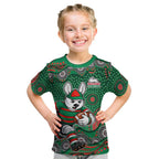 South Sydney Rabbitohs Kid T Shirt Aboriginal Dot Pattern - Rugby Mascot Heritage Pride