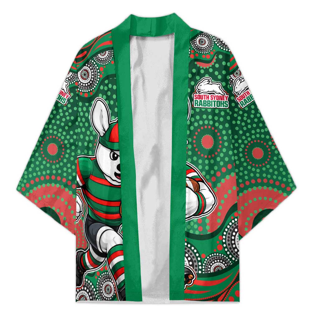 South Sydney Rabbitohs Kimono Aboriginal Dot Pattern - Rugby Mascot Heritage Pride