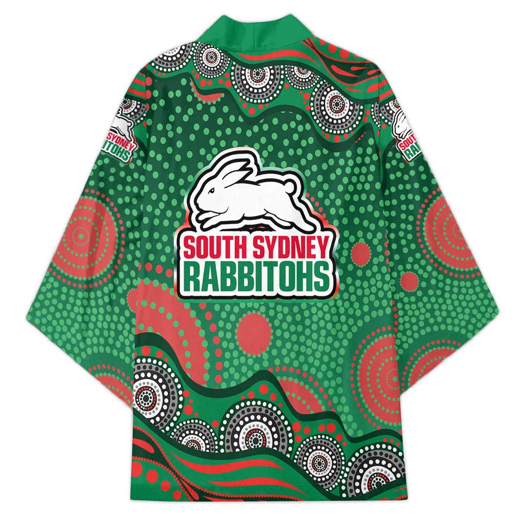 South Sydney Rabbitohs Kimono Aboriginal Dot Pattern - Rugby Mascot Heritage Pride