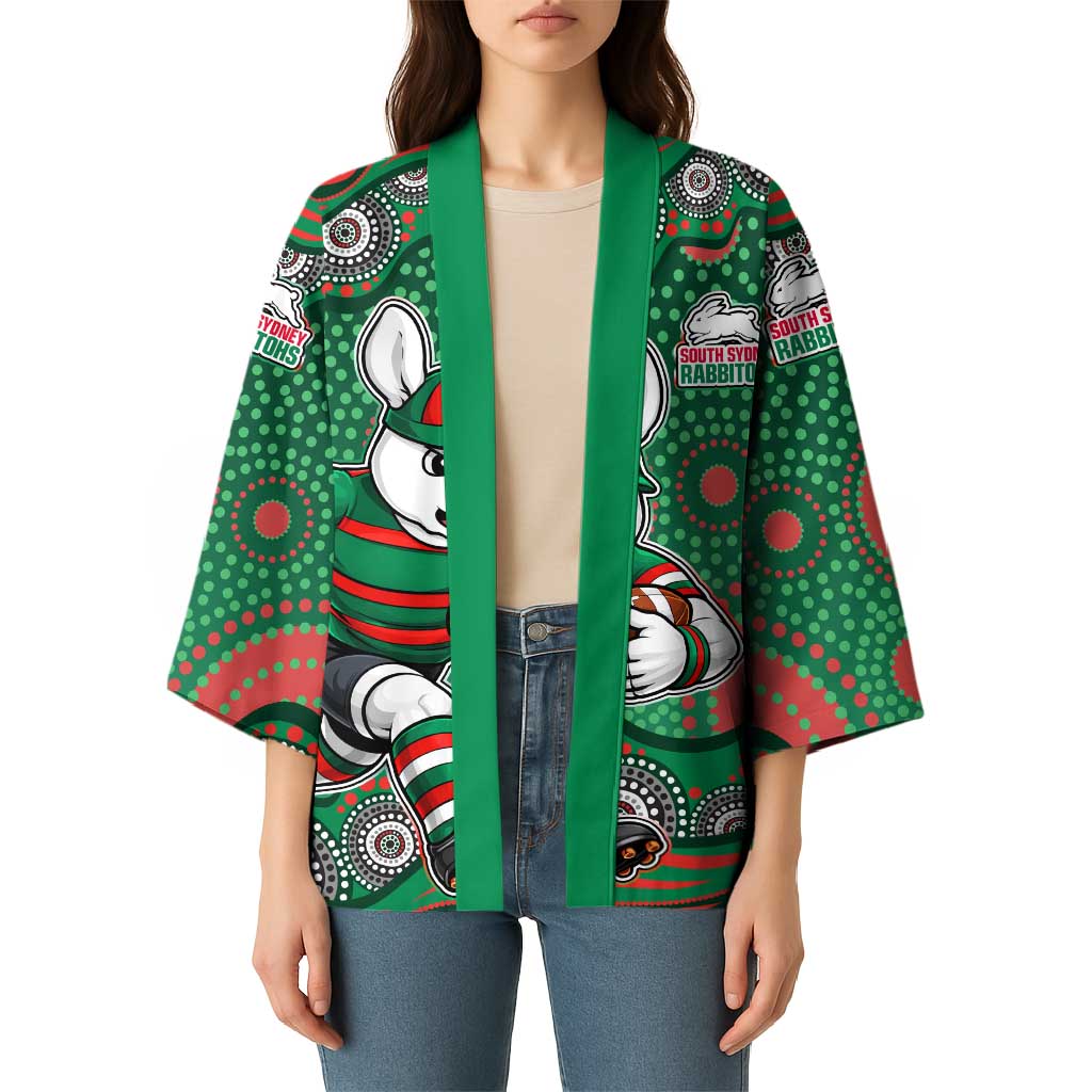 South Sydney Rabbitohs Kimono Aboriginal Dot Pattern - Rugby Mascot Heritage Pride
