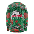 South Sydney Rabbitohs Long Sleeve Shirt Aboriginal Dot Pattern - Rugby Mascot Heritage Pride