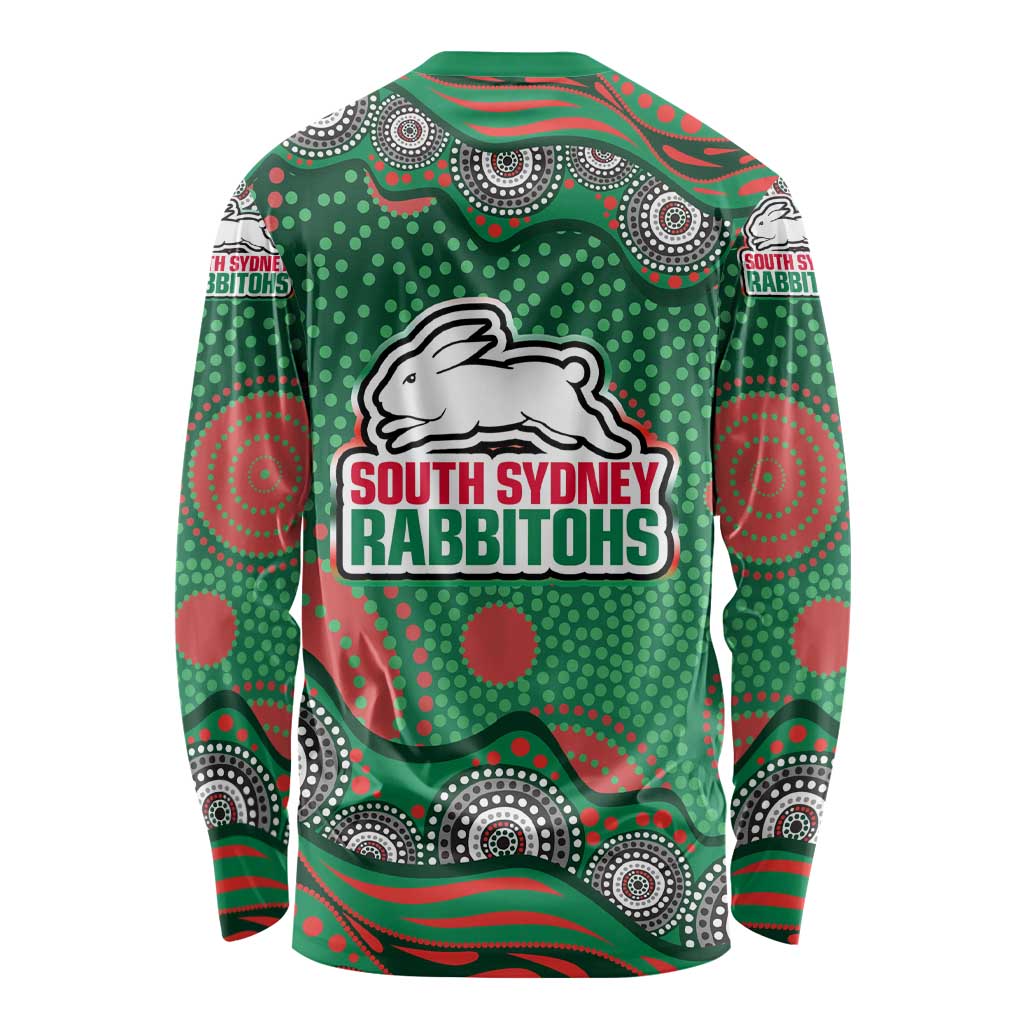 South Sydney Rabbitohs Long Sleeve Shirt Aboriginal Dot Pattern - Rugby Mascot Heritage Pride