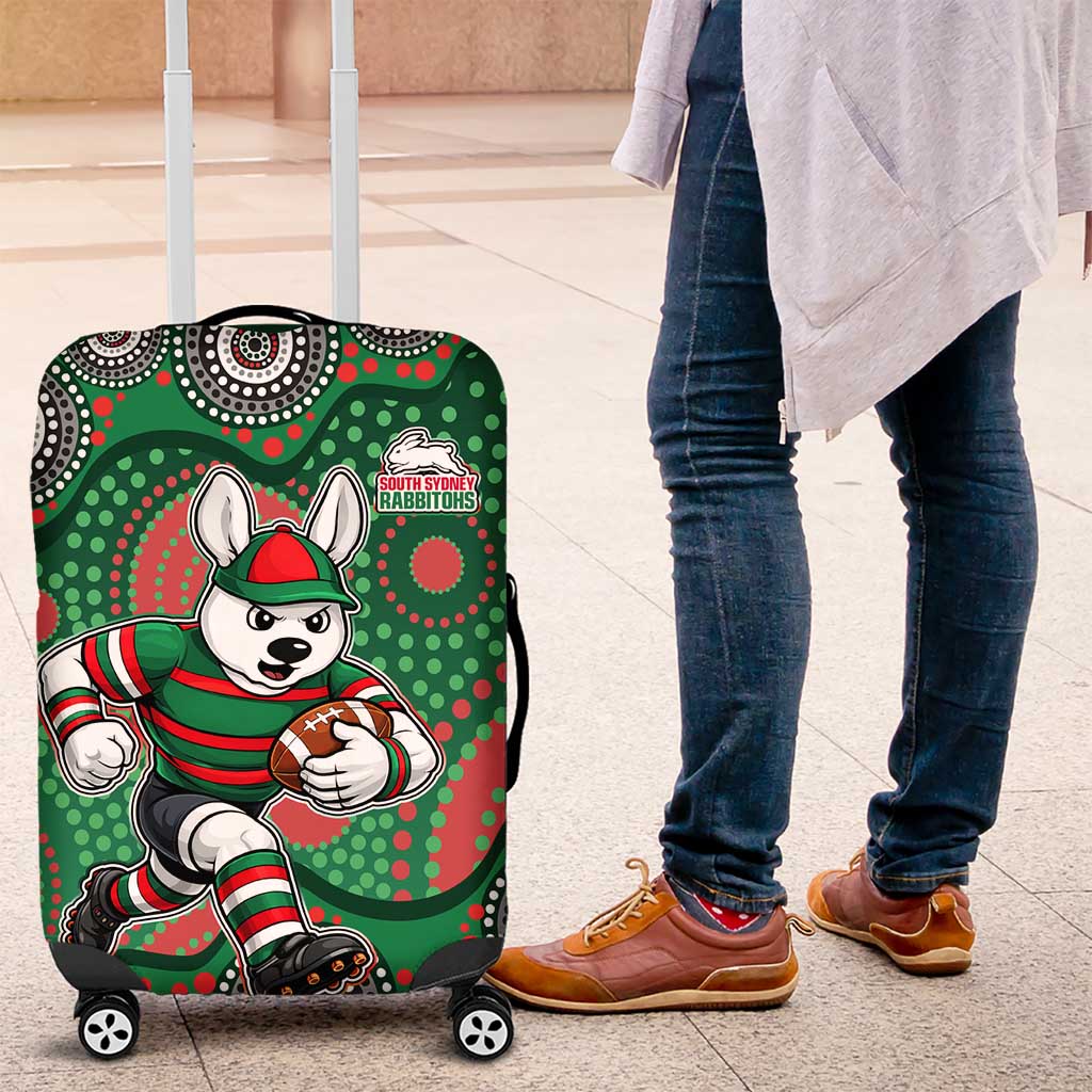 South Sydney Rabbitohs Luggage Cover Aboriginal Dot Pattern - Rugby Mascot Heritage Pride
