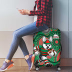 South Sydney Rabbitohs Luggage Cover Aboriginal Dot Pattern - Rugby Mascot Heritage Pride