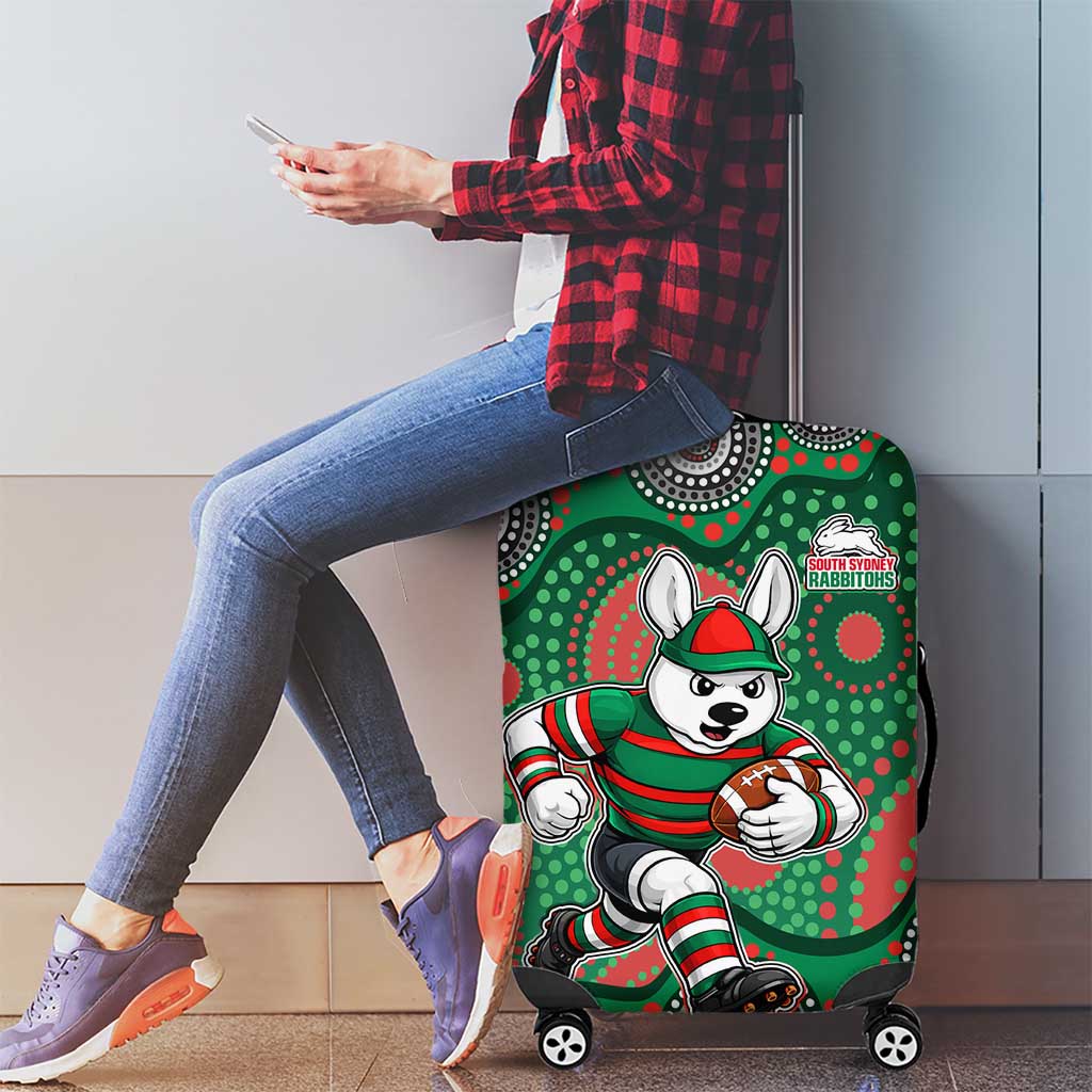 South Sydney Rabbitohs Luggage Cover Aboriginal Dot Pattern - Rugby Mascot Heritage Pride