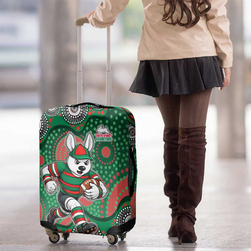 South Sydney Rabbitohs Luggage Cover Aboriginal Dot Pattern - Rugby Mascot Heritage Pride