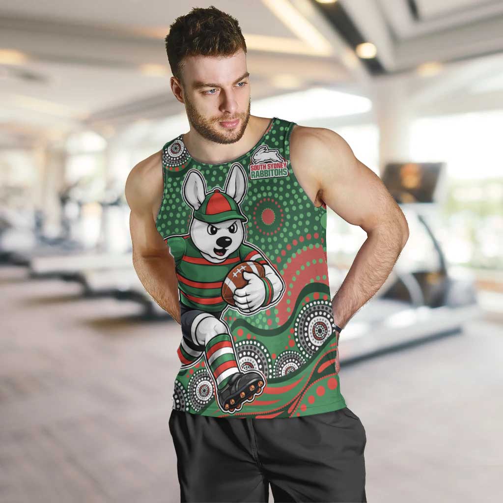 South Sydney Rabbitohs Men Tank Top Aboriginal Dot Pattern - Rugby Mascot Heritage Pride