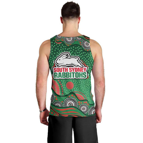 South Sydney Rabbitohs Men Tank Top Aboriginal Dot Pattern - Rugby Mascot Heritage Pride