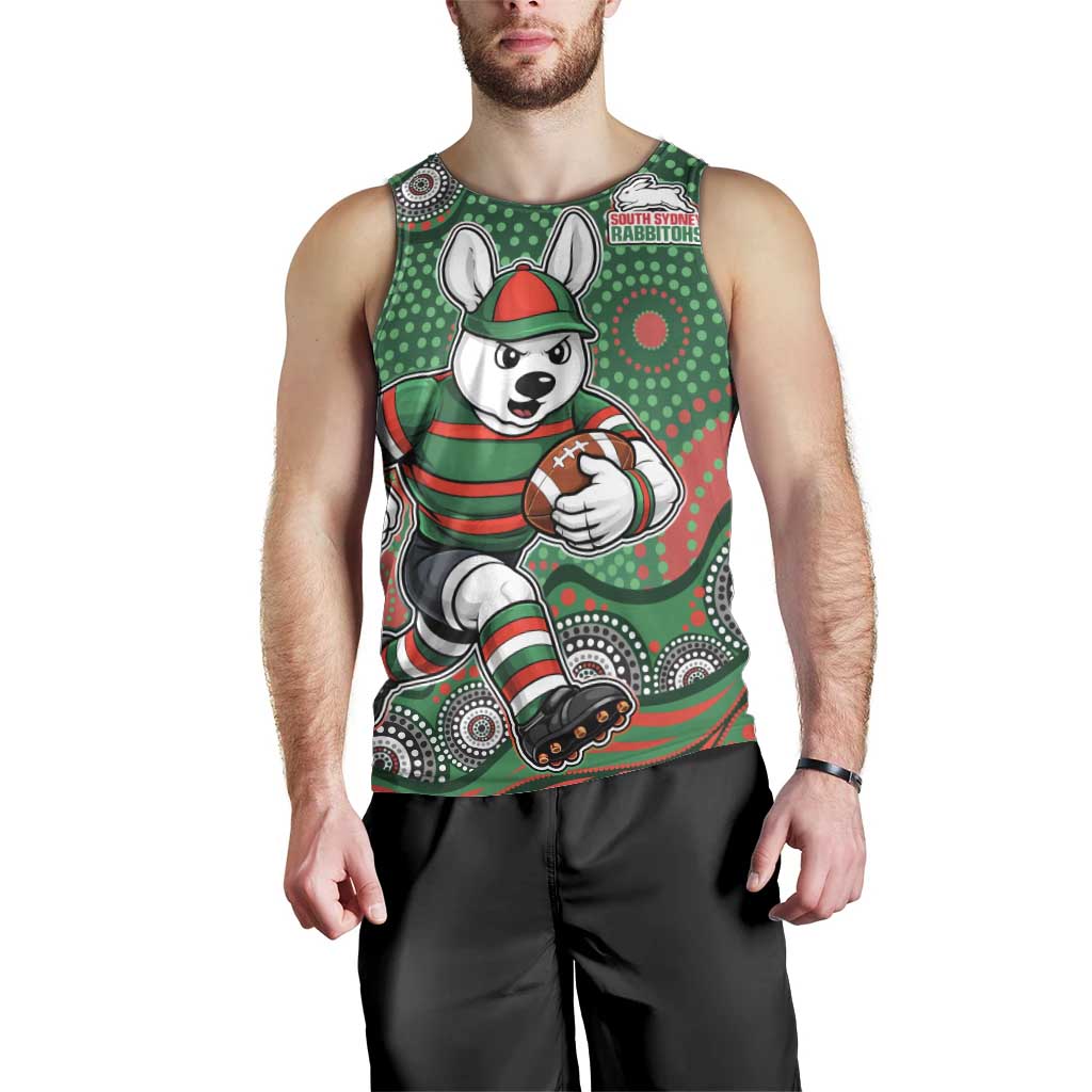 South Sydney Rabbitohs Men Tank Top Aboriginal Dot Pattern - Rugby Mascot Heritage Pride