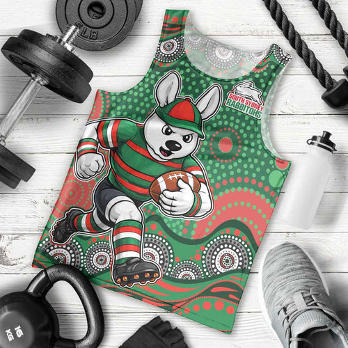 South Sydney Rabbitohs Men Tank Top Aboriginal Dot Pattern - Rugby Mascot Heritage Pride