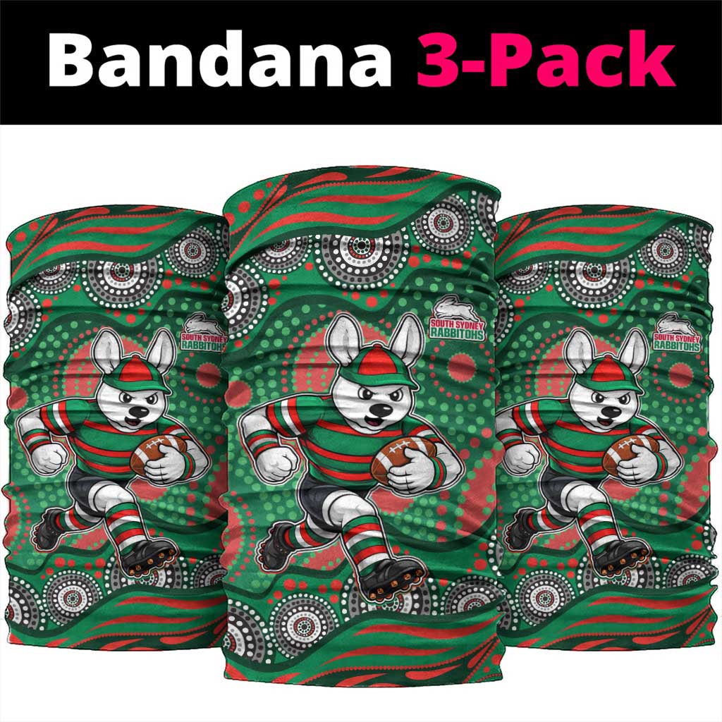 South Sydney Rabbitohs Neck Gaiter Aboriginal Dot Pattern - Rugby Mascot Heritage Pride
