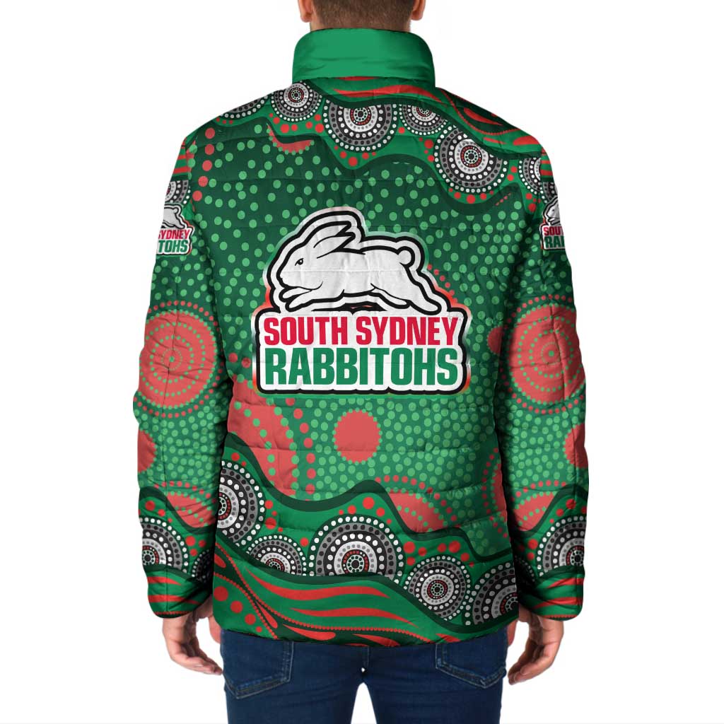 South Sydney Rabbitohs Padded Jacket Aboriginal Dot Pattern - Rugby Mascot Heritage Pride