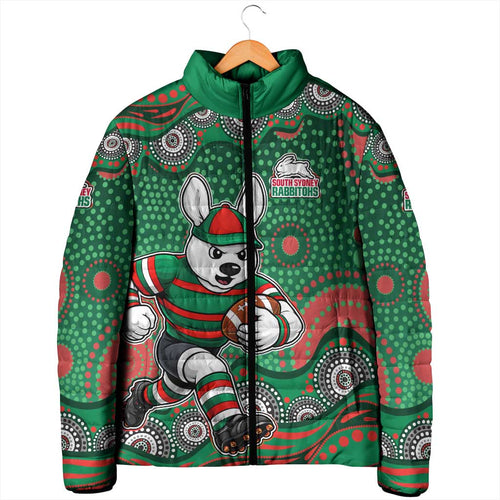 South Sydney Rabbitohs Padded Jacket Aboriginal Dot Pattern - Rugby Mascot Heritage Pride