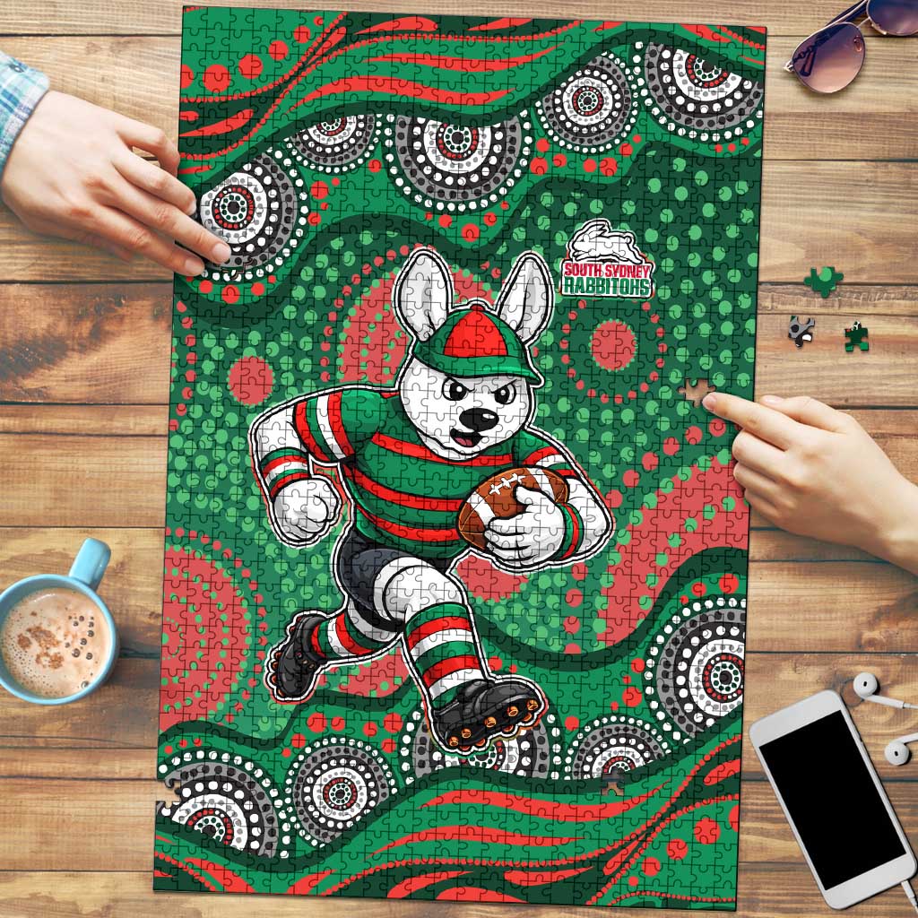 South Sydney Rabbitohs Puzzle Aboriginal Dot Pattern - Rugby Mascot Heritage Pride