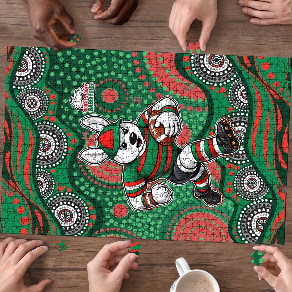 South Sydney Rabbitohs Puzzle Aboriginal Dot Pattern - Rugby Mascot Heritage Pride