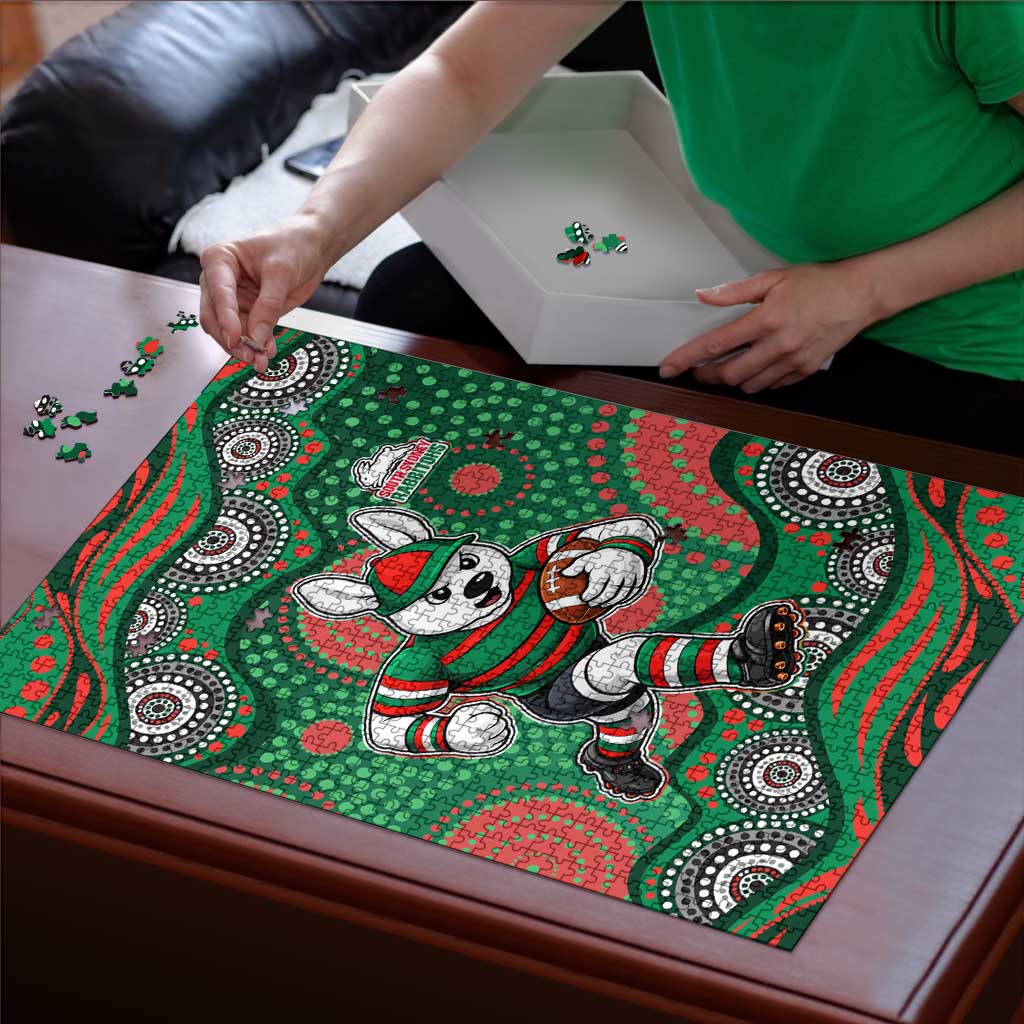 South Sydney Rabbitohs Puzzle Aboriginal Dot Pattern - Rugby Mascot Heritage Pride
