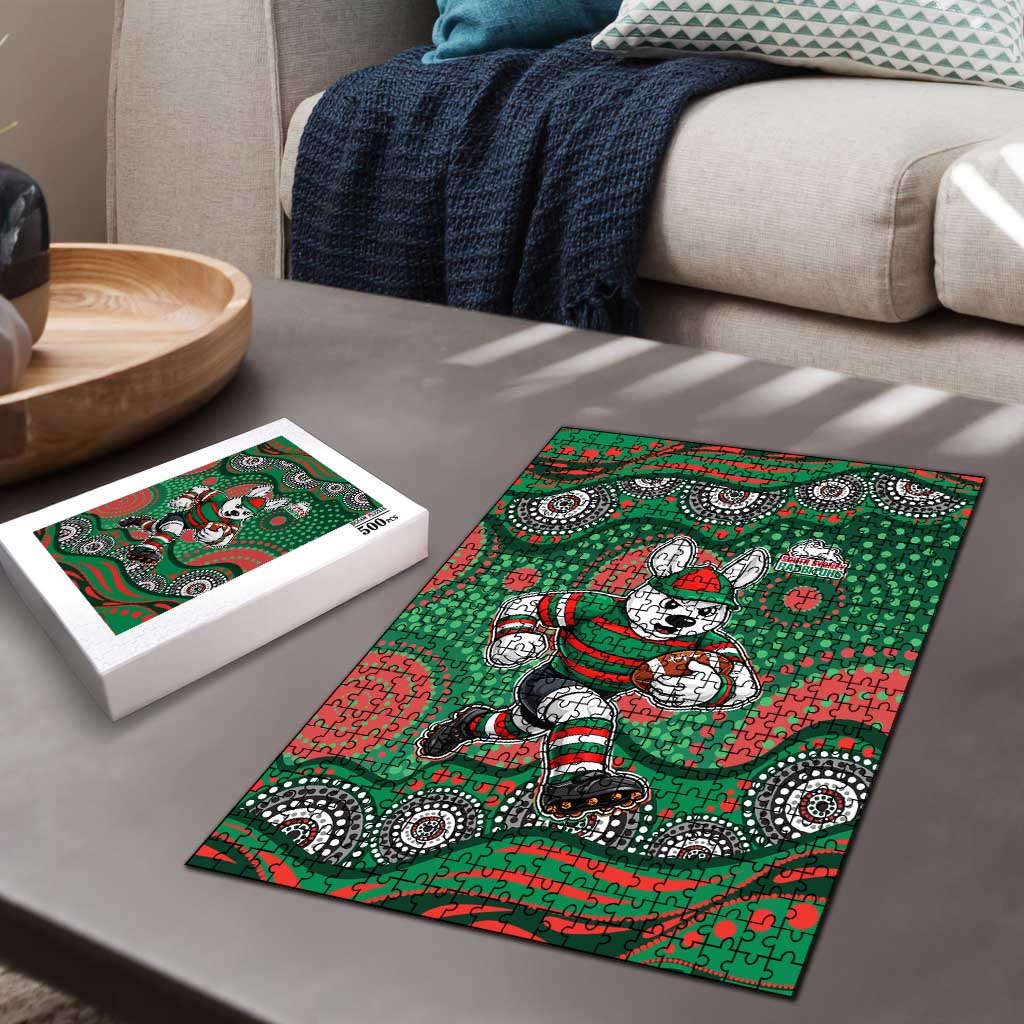 South Sydney Rabbitohs Puzzle Aboriginal Dot Pattern - Rugby Mascot Heritage Pride