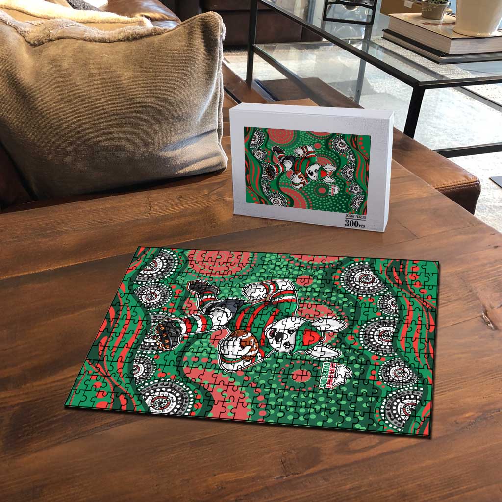 South Sydney Rabbitohs Puzzle Aboriginal Dot Pattern - Rugby Mascot Heritage Pride