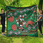 South Sydney Rabbitohs Quilt Aboriginal Dot Pattern - Rugby Mascot Heritage Pride