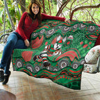 South Sydney Rabbitohs Quilt Aboriginal Dot Pattern - Rugby Mascot Heritage Pride