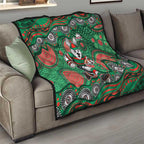 South Sydney Rabbitohs Quilt Aboriginal Dot Pattern - Rugby Mascot Heritage Pride