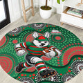 South Sydney Rabbitohs Round Carpet Aboriginal Dot Pattern - Rugby Mascot Heritage Pride