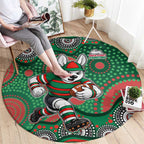South Sydney Rabbitohs Round Carpet Aboriginal Dot Pattern - Rugby Mascot Heritage Pride