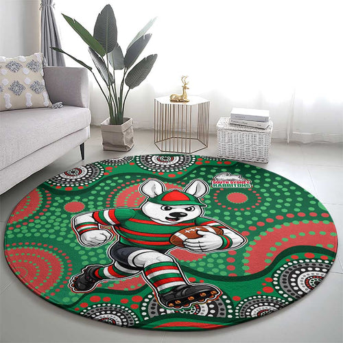 South Sydney Rabbitohs Round Carpet Aboriginal Dot Pattern - Rugby Mascot Heritage Pride