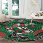South Sydney Rabbitohs Round Carpet Aboriginal Dot Pattern - Rugby Mascot Heritage Pride
