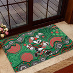 South Sydney Rabbitohs Rubber Doormat Aboriginal Dot Pattern - Rugby Mascot Heritage Pride