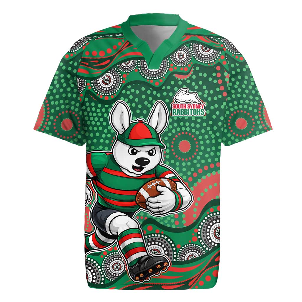 South Sydney Rabbitohs Rugby Jersey Aboriginal Dot Pattern - Rugby Mascot Heritage Pride