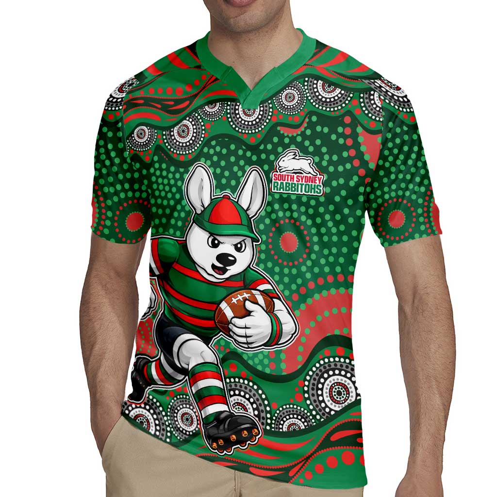 South Sydney Rabbitohs Rugby Jersey Aboriginal Dot Pattern - Rugby Mascot Heritage Pride