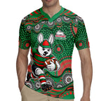 South Sydney Rabbitohs Rugby Jersey Aboriginal Dot Pattern - Rugby Mascot Heritage Pride