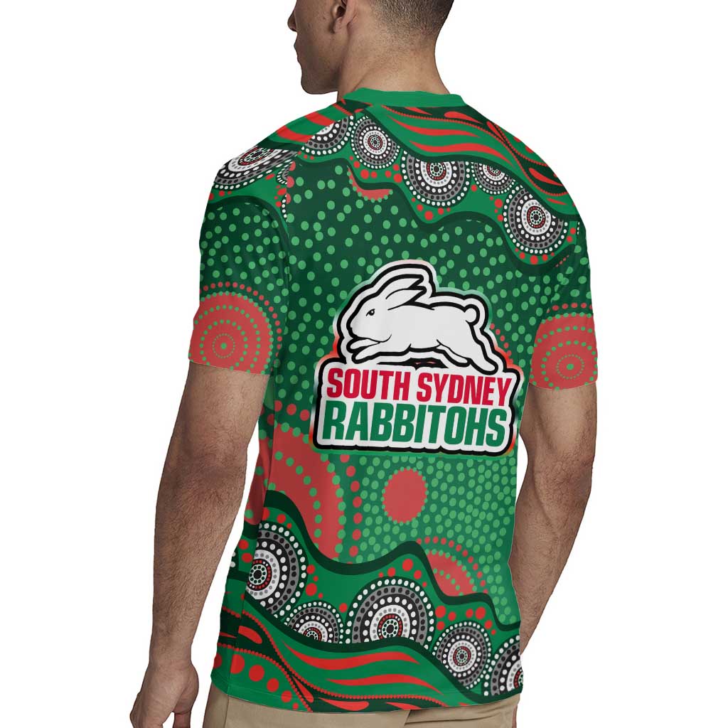 South Sydney Rabbitohs Rugby Jersey Aboriginal Dot Pattern - Rugby Mascot Heritage Pride