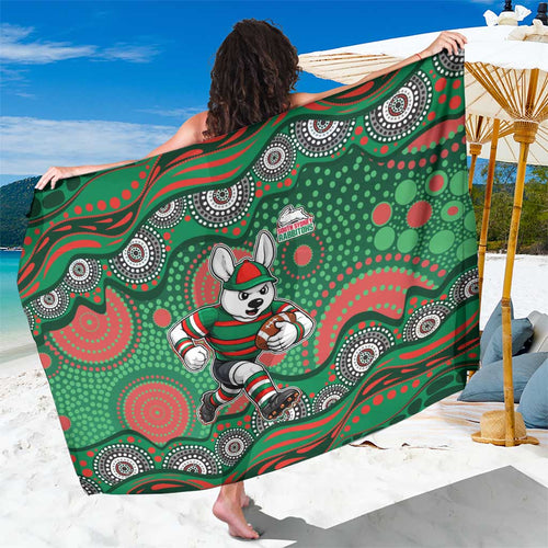 South Sydney Rabbitohs Sarong Aboriginal Dot Pattern - Rugby Mascot Heritage Pride