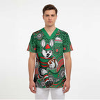South Sydney Rabbitohs Scrub Top Aboriginal Dot Pattern - Rugby Mascot Heritage Pride