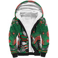 South Sydney Rabbitohs Sherpa Hoodie Aboriginal Dot Pattern - Rugby Mascot Heritage Pride