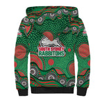 South Sydney Rabbitohs Sherpa Hoodie Aboriginal Dot Pattern - Rugby Mascot Heritage Pride