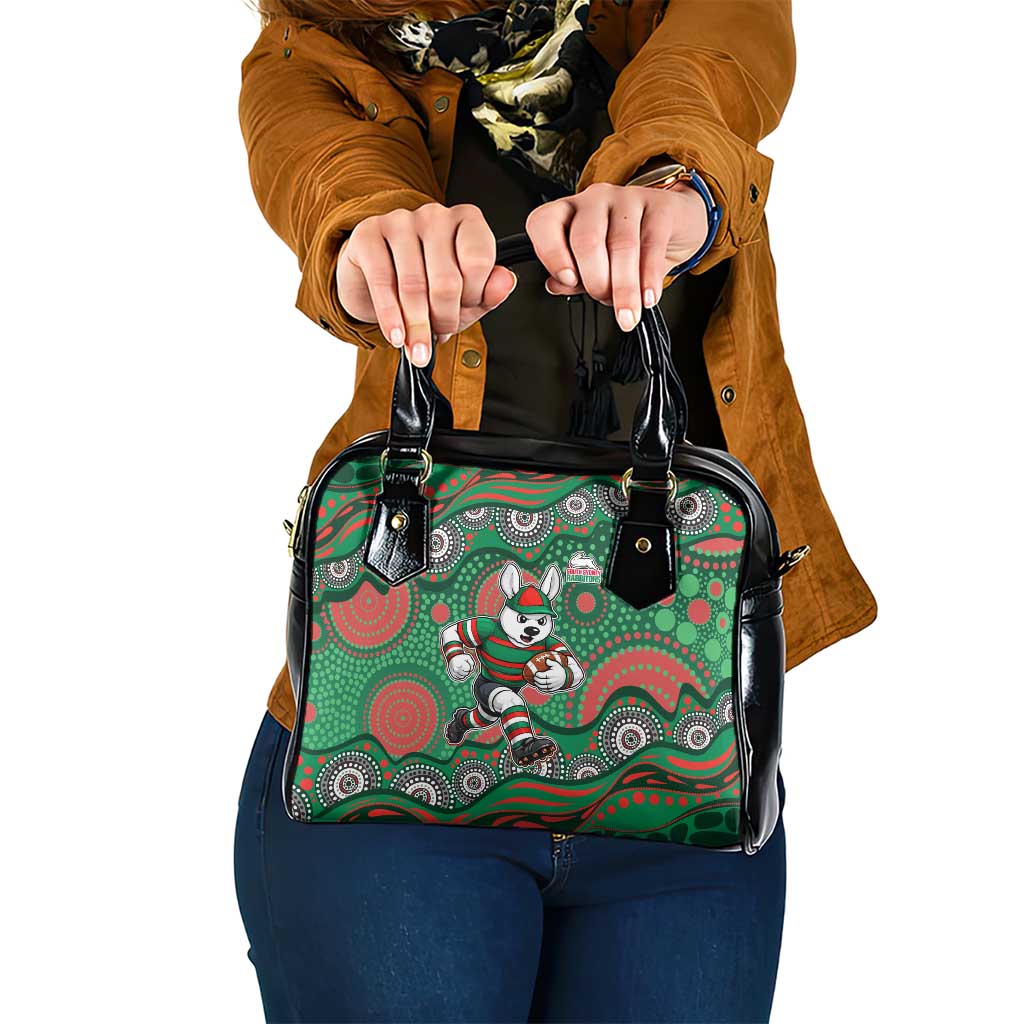 South Sydney Rabbitohs Shoulder Handbag Aboriginal Dot Pattern - Rugby Mascot Heritage Pride