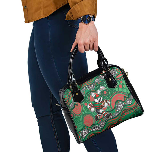 South Sydney Rabbitohs Shoulder Handbag Aboriginal Dot Pattern - Rugby Mascot Heritage Pride
