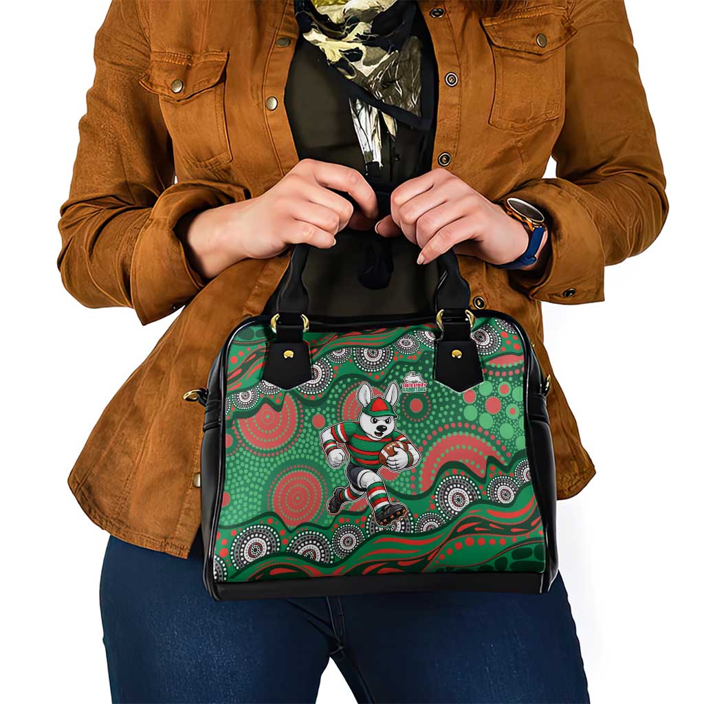 South Sydney Rabbitohs Shoulder Handbag Aboriginal Dot Pattern - Rugby Mascot Heritage Pride