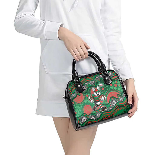 South Sydney Rabbitohs Shoulder Handbag Aboriginal Dot Pattern - Rugby Mascot Heritage Pride