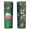 South Sydney Rabbitohs Skinny Tumbler Aboriginal Dot Pattern - Rugby Mascot Heritage Pride