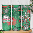 South Sydney Rabbitohs Skinny Tumbler Aboriginal Dot Pattern - Rugby Mascot Heritage Pride