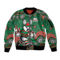 South Sydney Rabbitohs Sleeve Zip Bomber Jacket Aboriginal Dot Pattern - Rugby Mascot Heritage Pride
