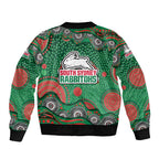 South Sydney Rabbitohs Sleeve Zip Bomber Jacket Aboriginal Dot Pattern - Rugby Mascot Heritage Pride