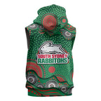 South Sydney Rabbitohs Sleeveless Hoodie Aboriginal Dot Pattern - Rugby Mascot Heritage Pride