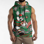 South Sydney Rabbitohs Sleeveless Hoodie Aboriginal Dot Pattern - Rugby Mascot Heritage Pride